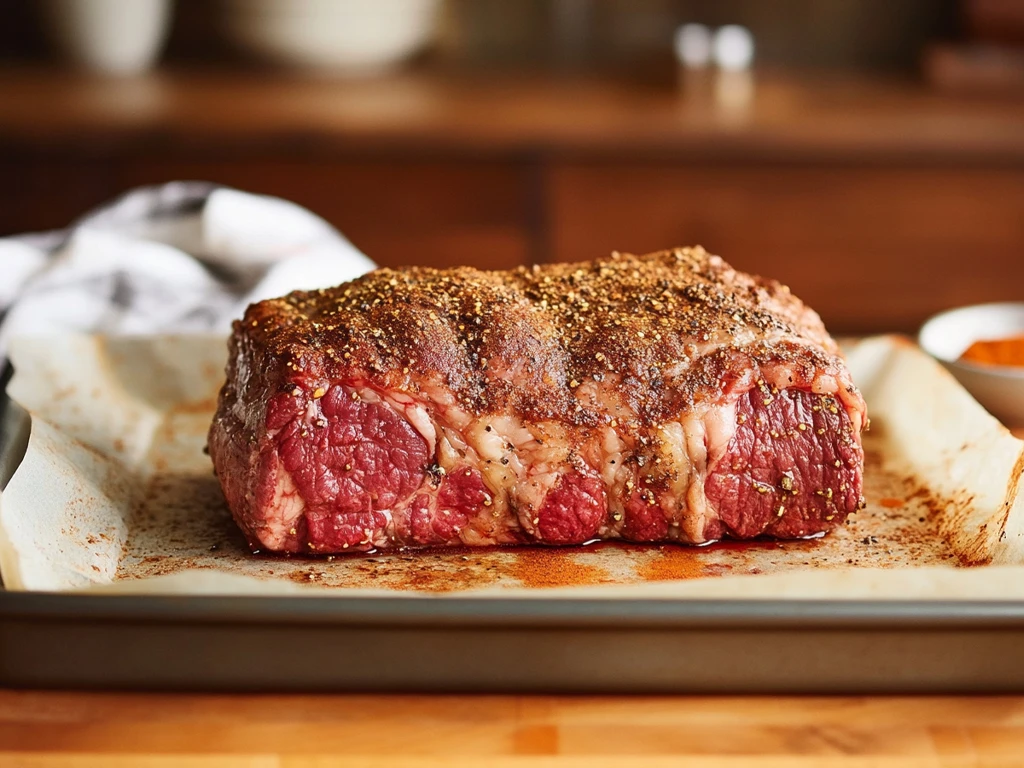 Applying Rub to a Prime Rib Roast