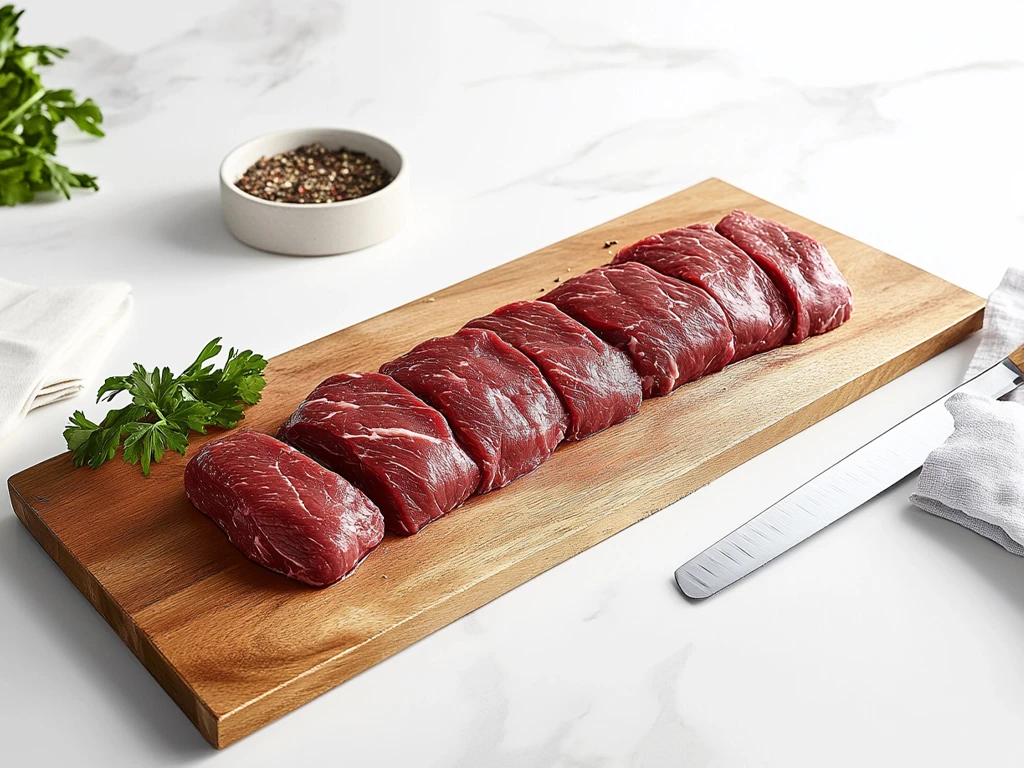 Butcher’s Display of High-Quality Beef Tenderloin Tips