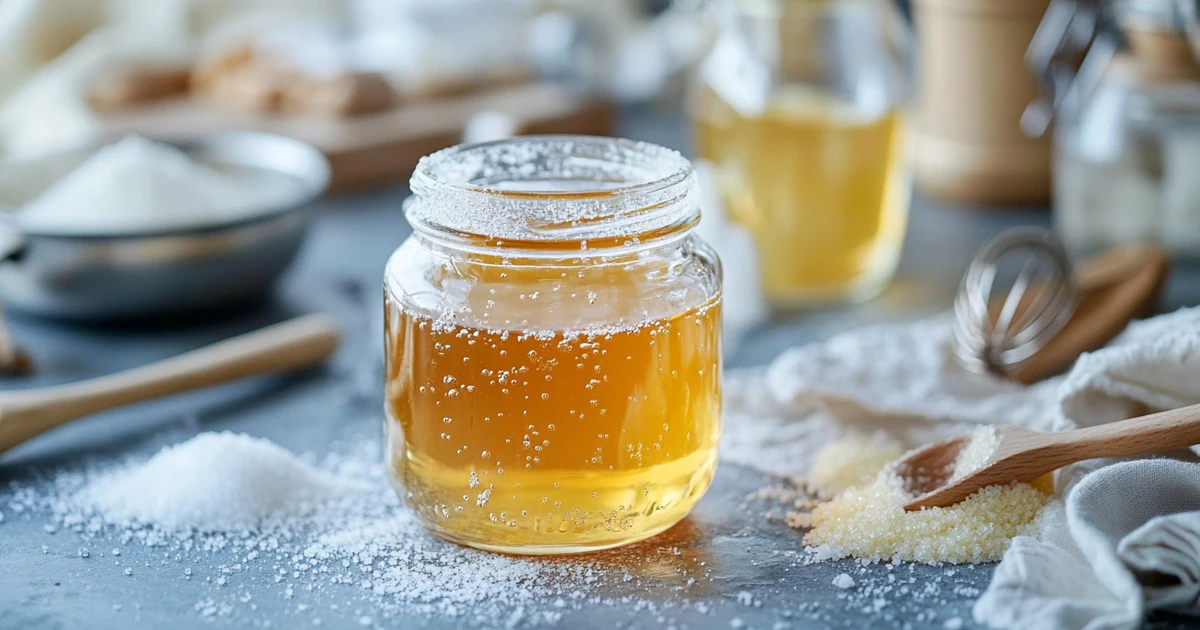 Golden Sugar Syrup in a Glass Jar