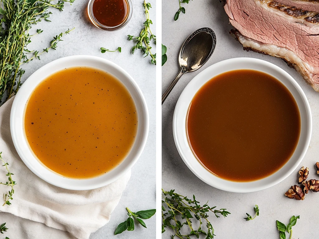 Side-by-Side Au Jus and Au Jus Gravy