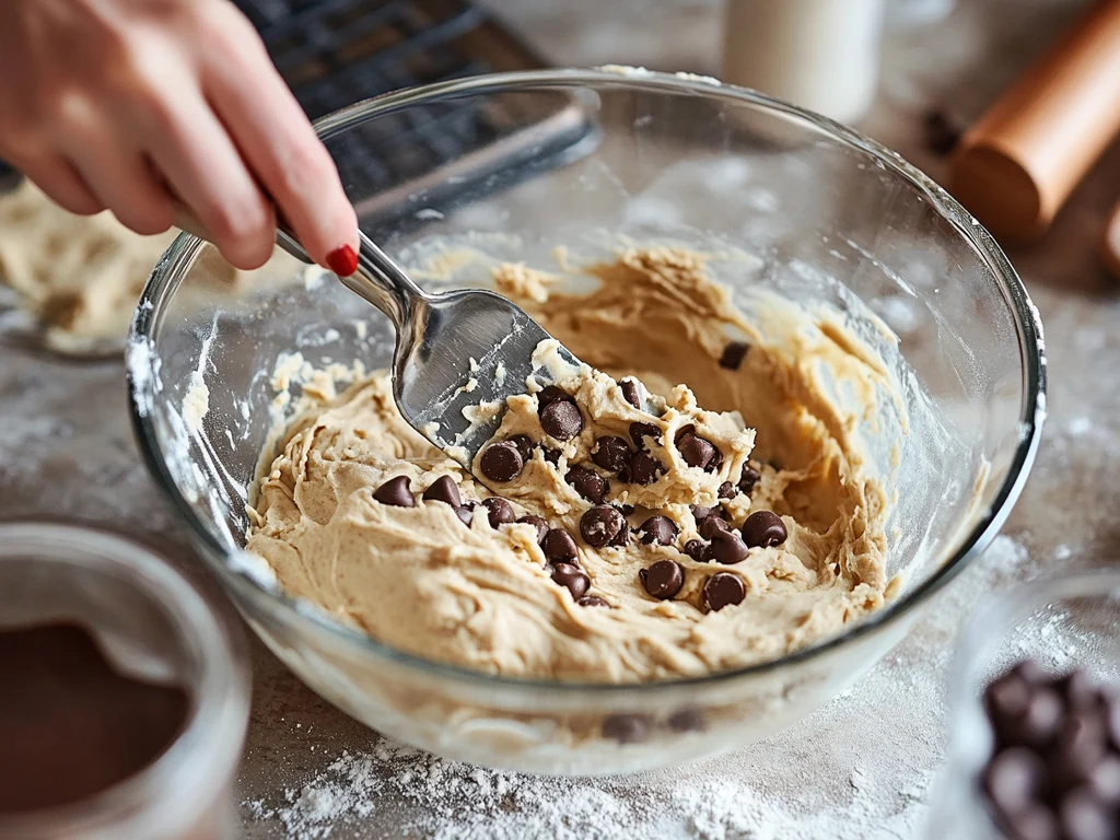 Cookie Dough Preparation for Chocolate Pudding Cookies