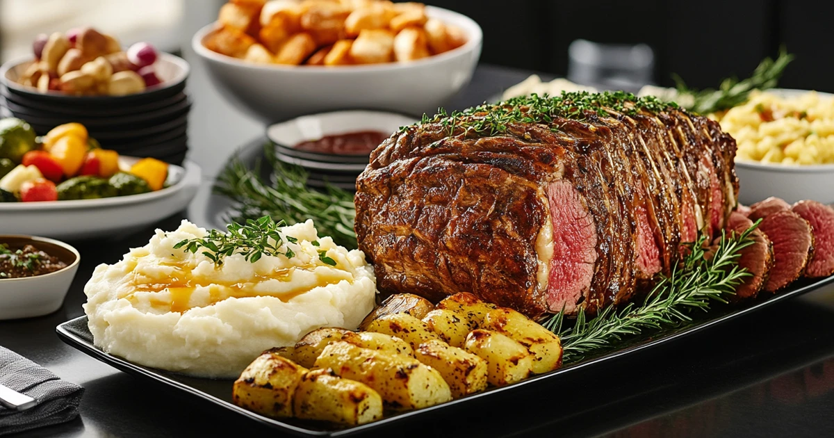 Perfectly Roasted Prime Rib with Side Dishes