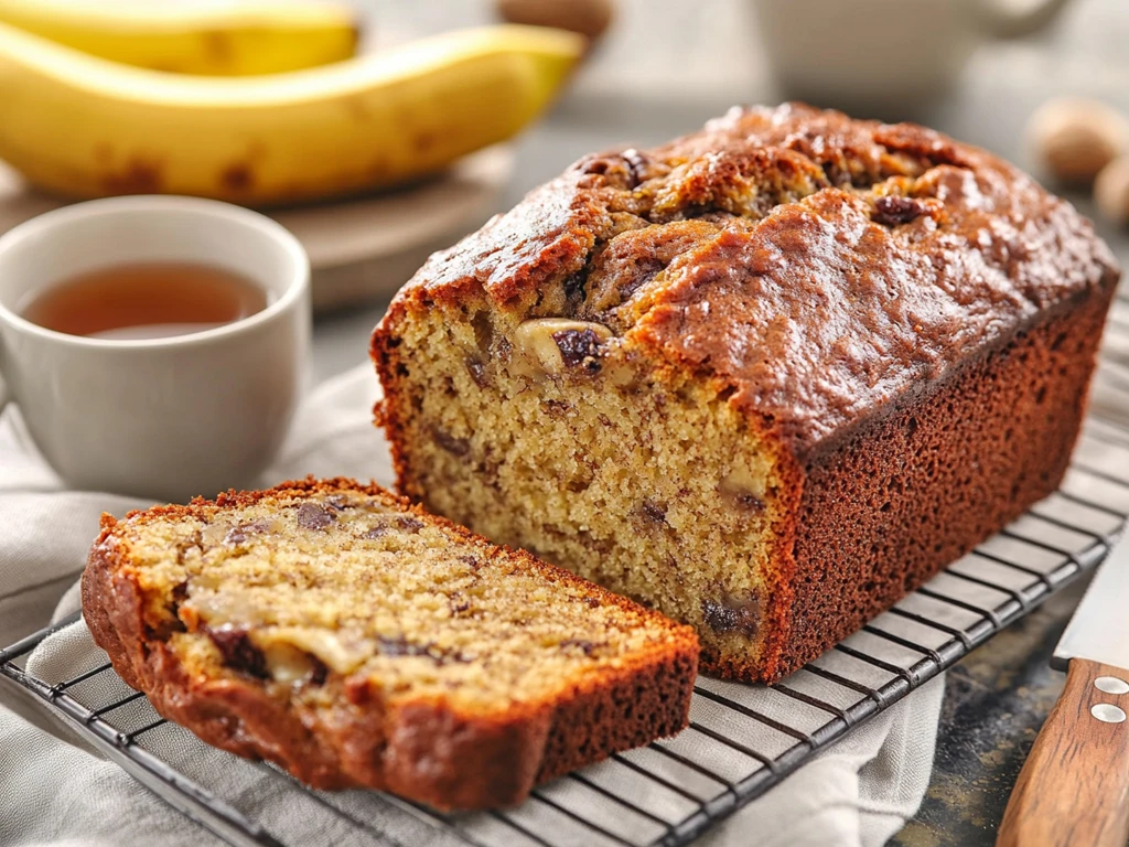 Perfectly Baked Banana Bread Slice