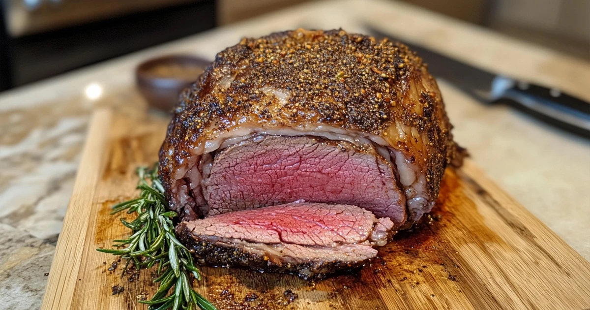 Perfectly Seasoned Prime Rib Roast with Herb Crust