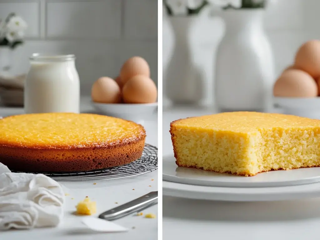 Side-by-Side Comparison of Perfect and Overbaked Cornbread