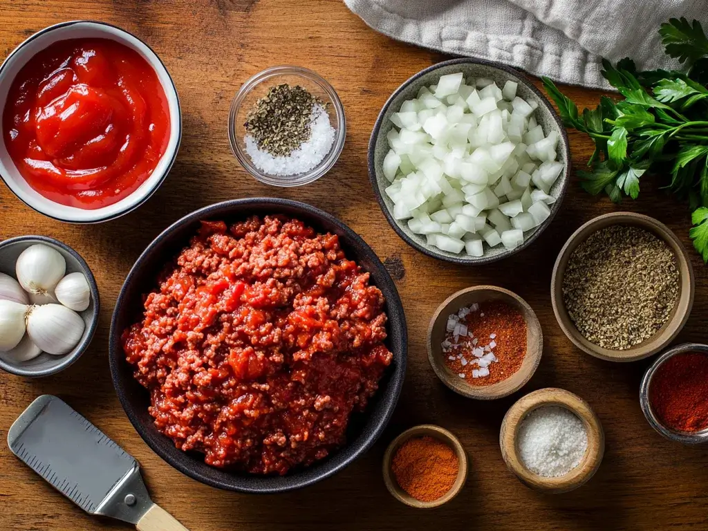 Sloppy Joe Ingredients Display