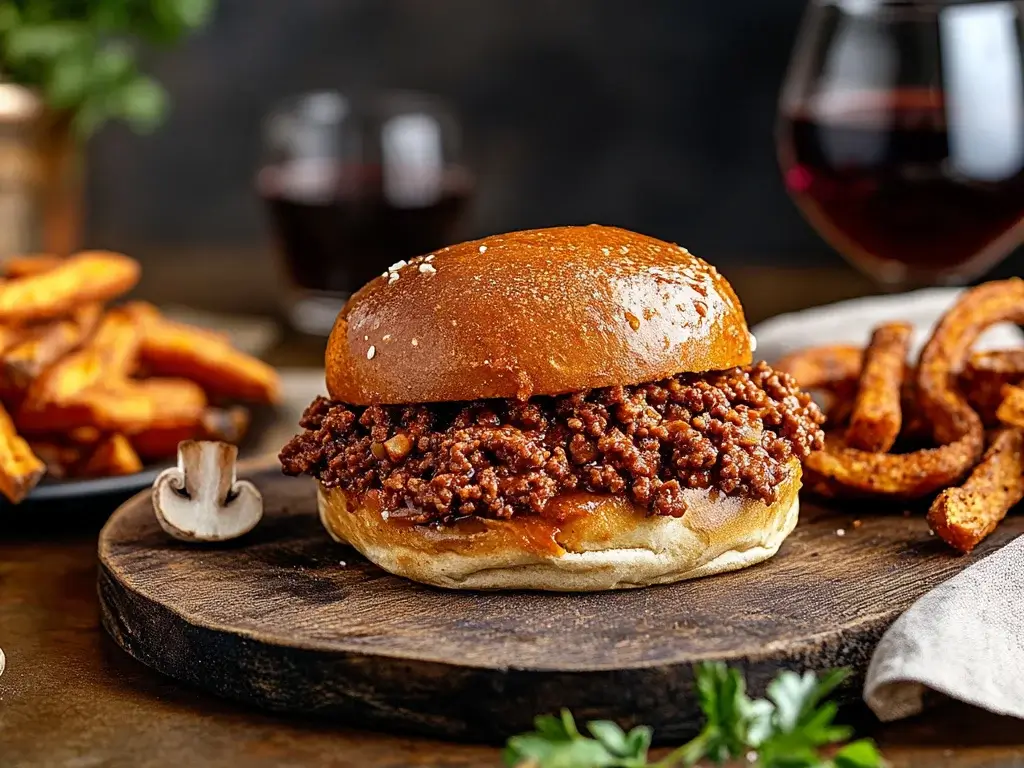 Sloppy Joe with Plant-Based Meat and Pretzel Bun