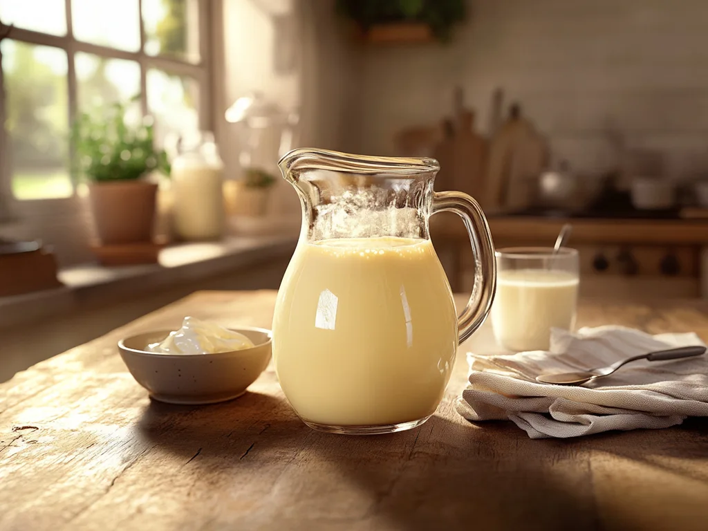 Fresh Half and Half in a Glass Jug