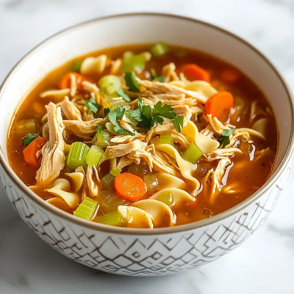Homemade Spicy Chicken Noodle Soup Bowl