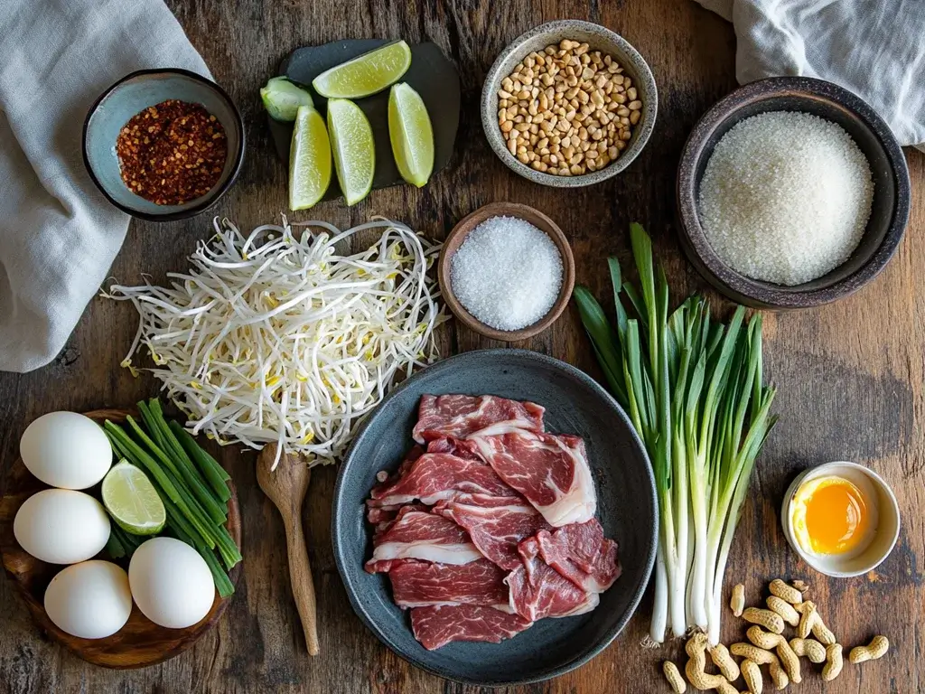 Fresh Ingredients for Beef Pad Thai