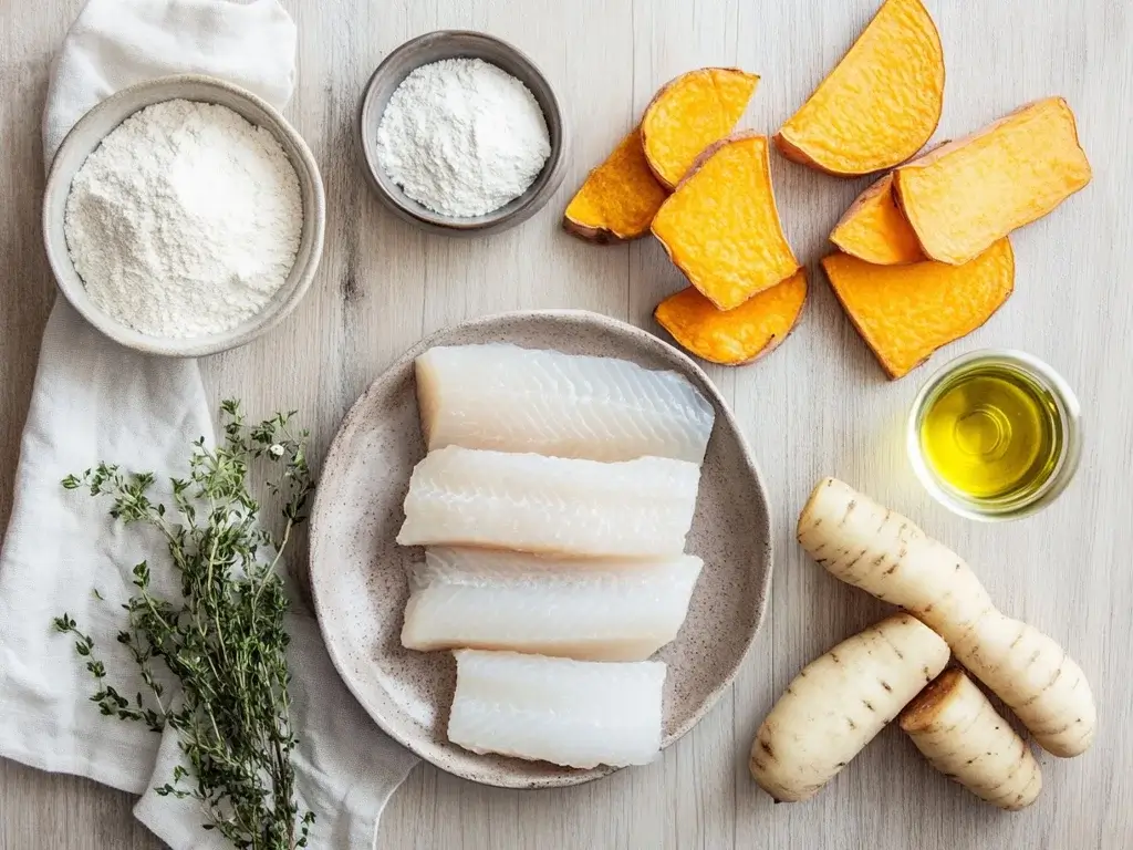 Fresh Ingredients for Lectin-Free Fish and Chips