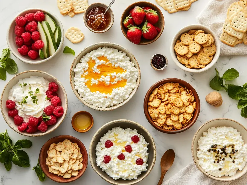 Versatile Cottage Cheese with Fruits, Crackers, and Dips