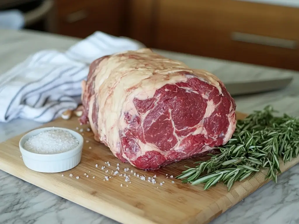 Raw Prime Rib with Fresh Ingredients