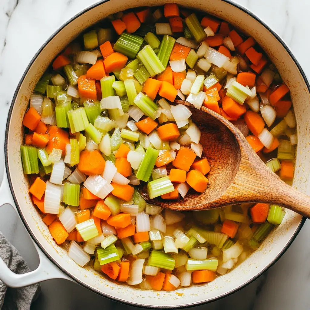 Sautéing Vegetables for Chicken Rice Soup Base
