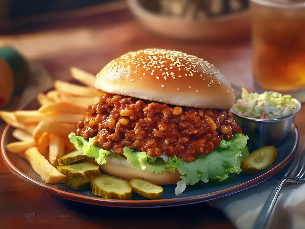 Plated Big Mac Sloppy Joes with Sides