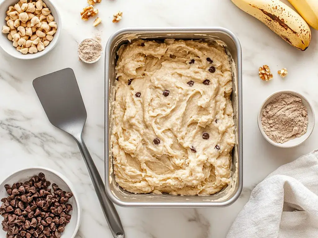 Banana Bread Batter Ready to Bake