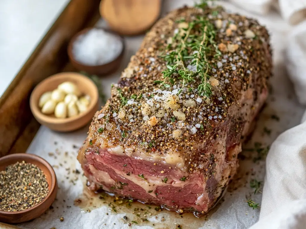 Seasoned Prime Rib with Fresh Herbs