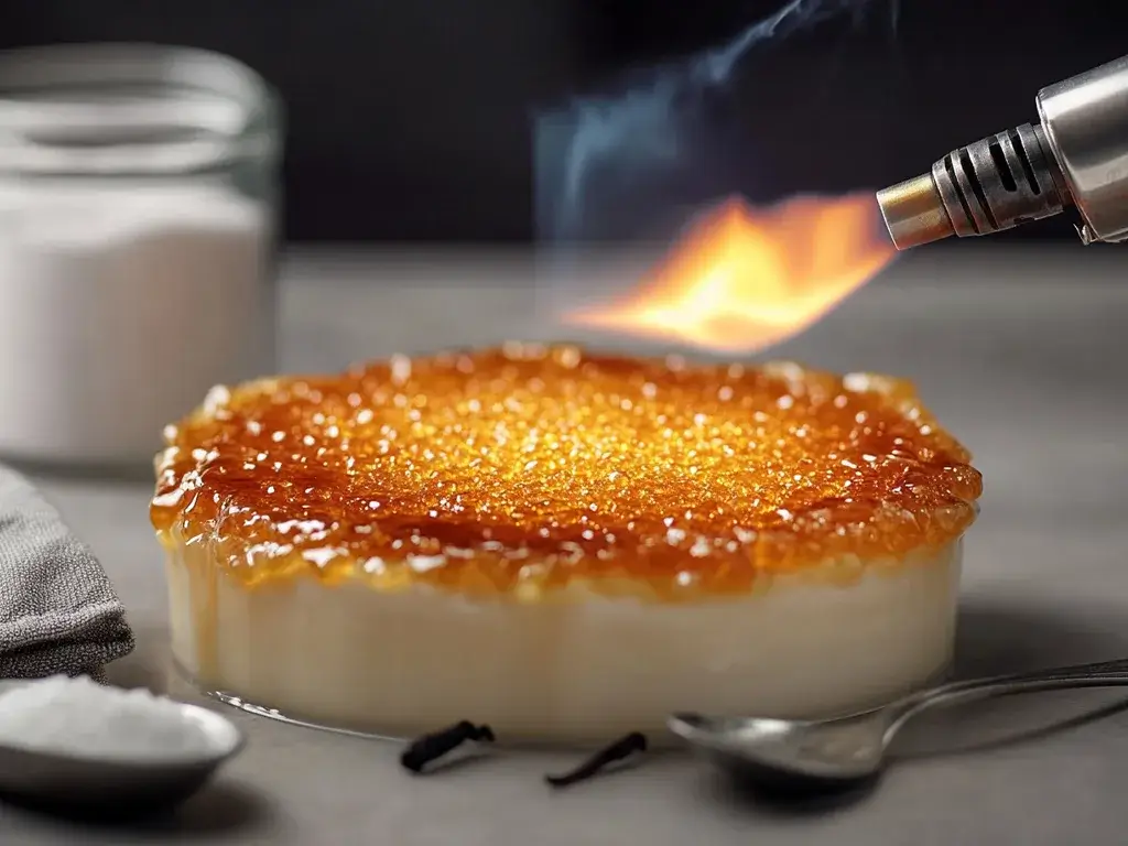 Caramelizing Crème Brûlée Sugar Crust