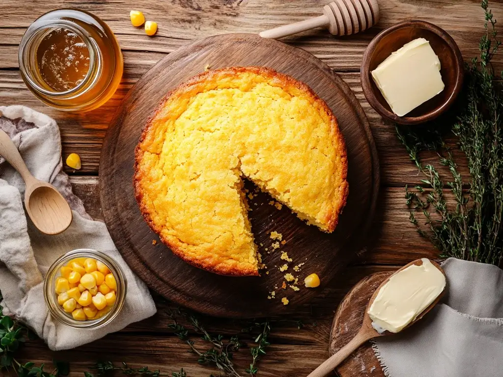 Cornbread with Honey, Creamed Corn, and Cornstarch