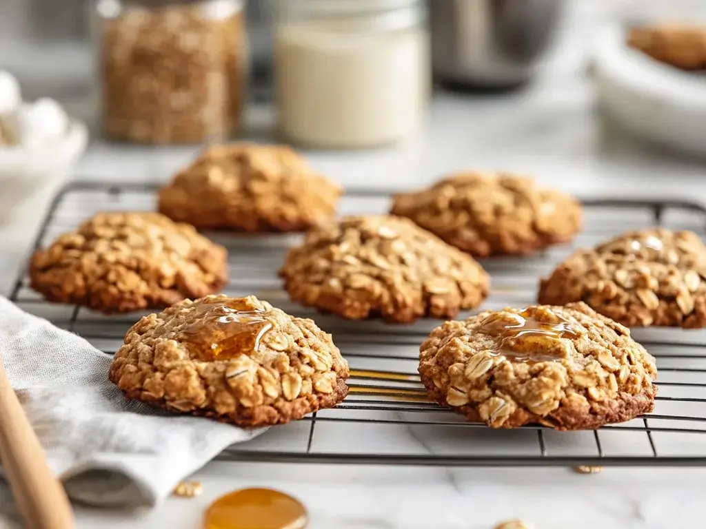 Soft and Moist Oatmeal Cookies with Ingredients