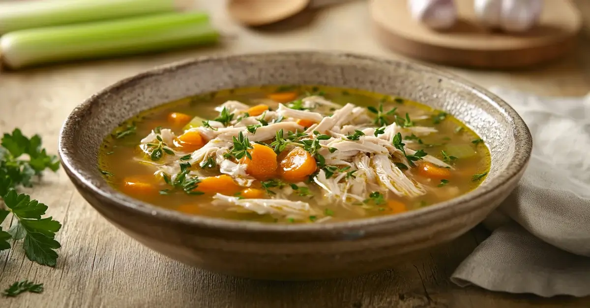 What gives homemade chicken soup more flavor