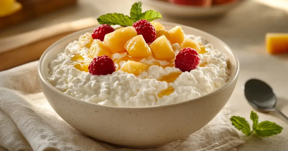 Creamy Cottage Cheese Topped with Fresh Fruits and Honey